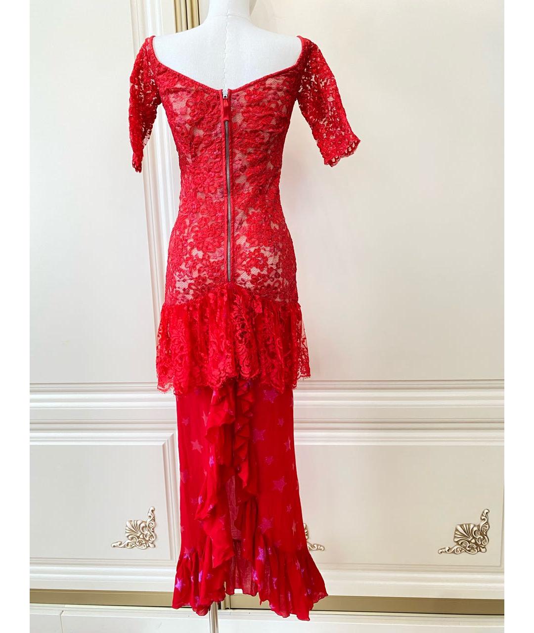 ALESSANDRA RICH Красное полиамидовое коктейльное платье, фото 3