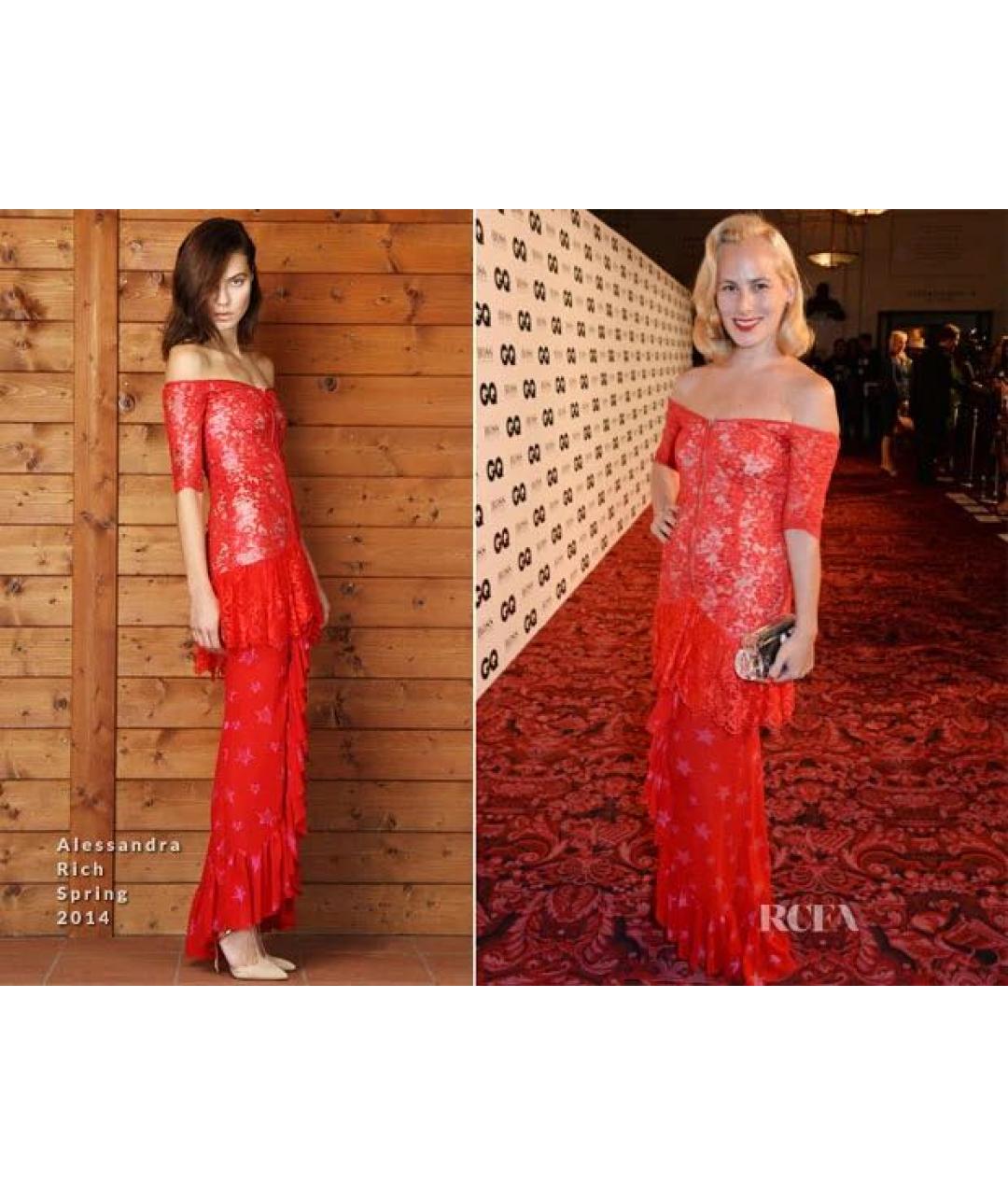 ALESSANDRA RICH Красное полиамидовое коктейльное платье, фото 8