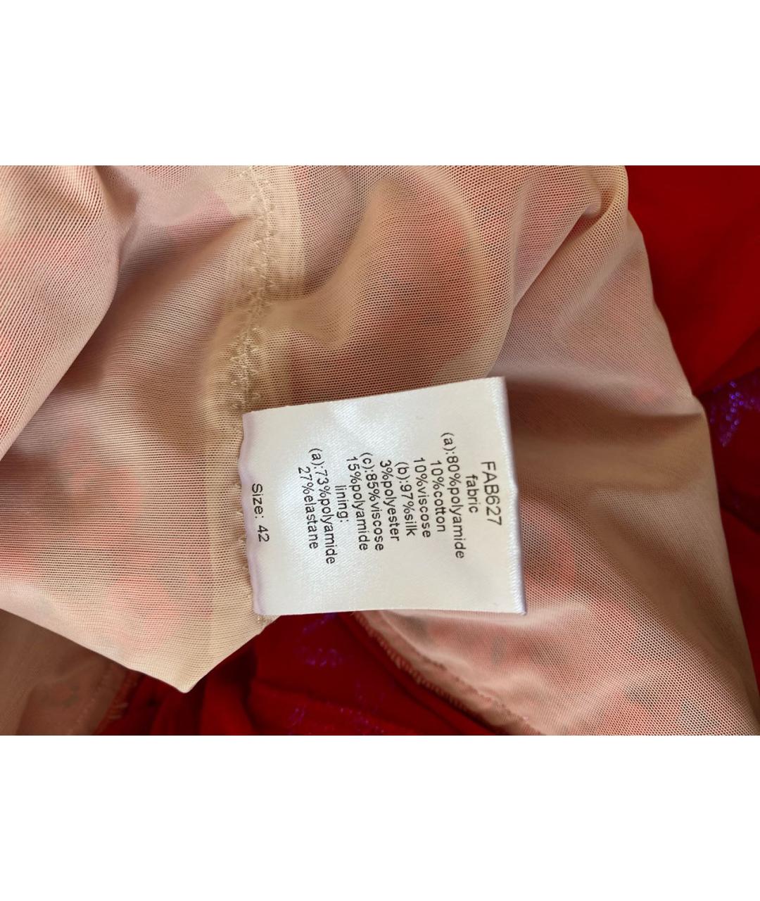 ALESSANDRA RICH Красное полиамидовое коктейльное платье, фото 6