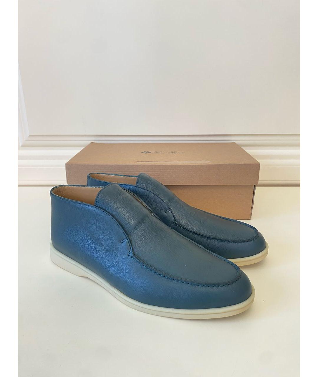 LORO PIANA Зеленые кожаные лоферы, фото 2