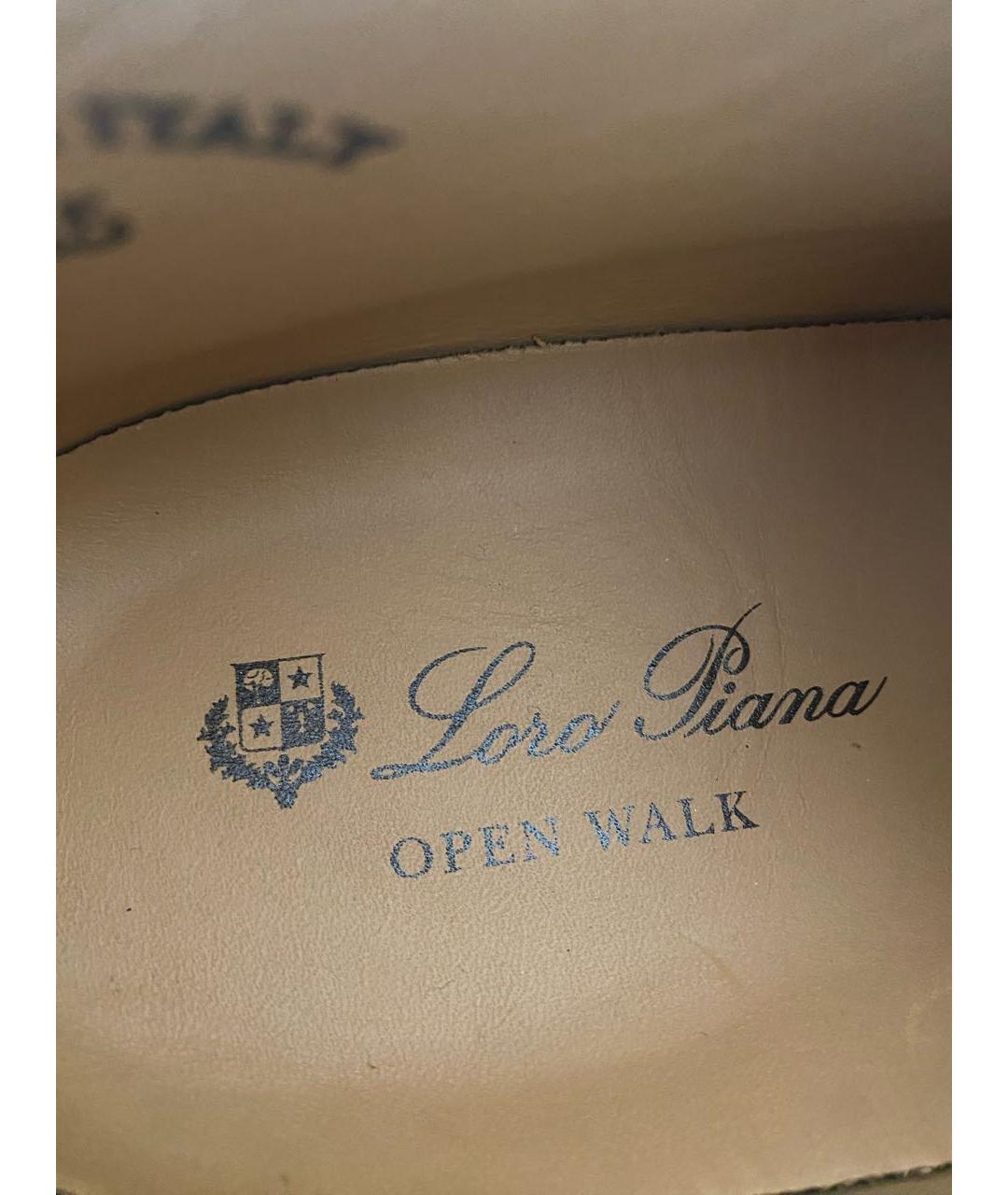 LORO PIANA Зеленые кожаные лоферы, фото 5