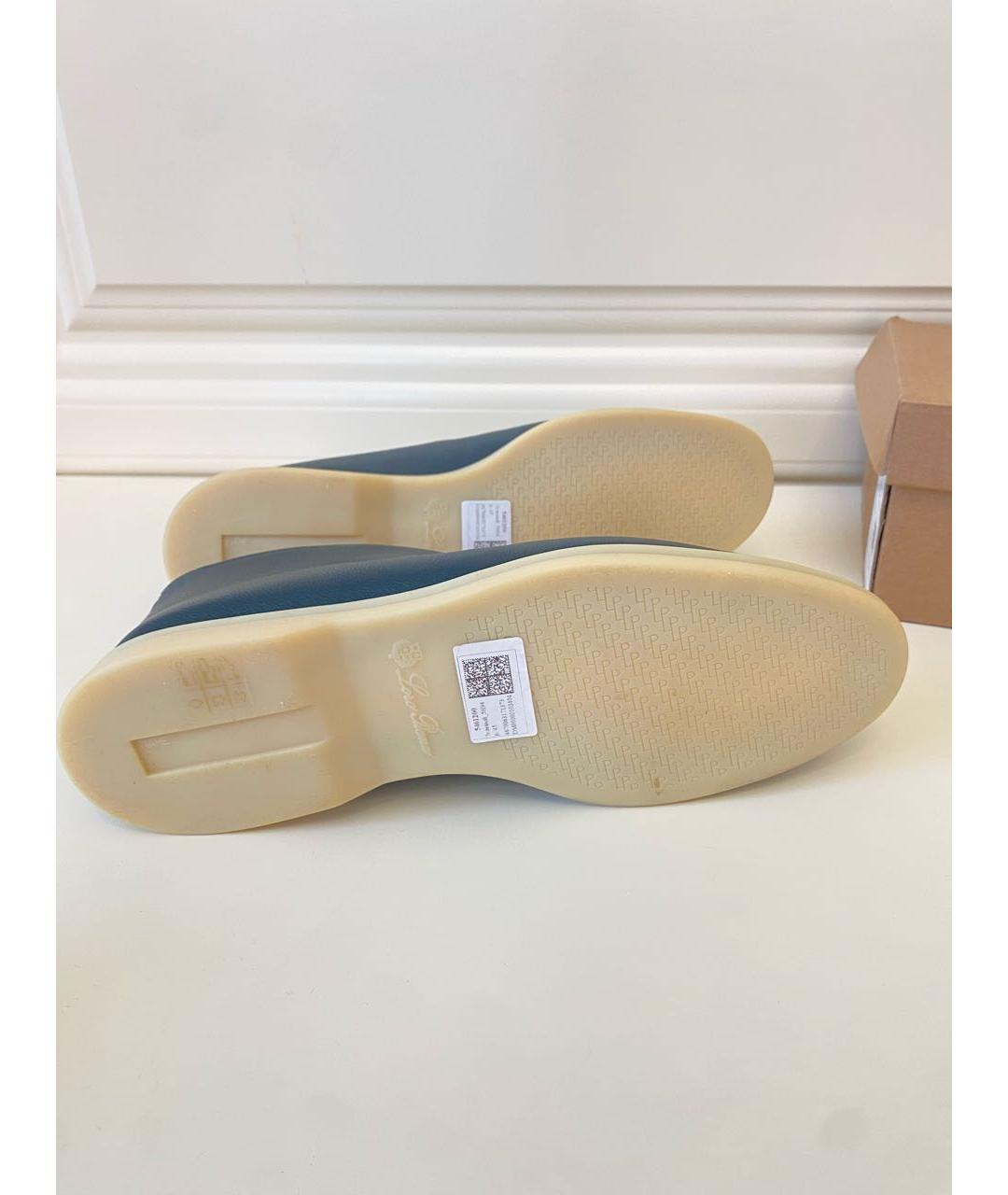 LORO PIANA Зеленые кожаные лоферы, фото 8