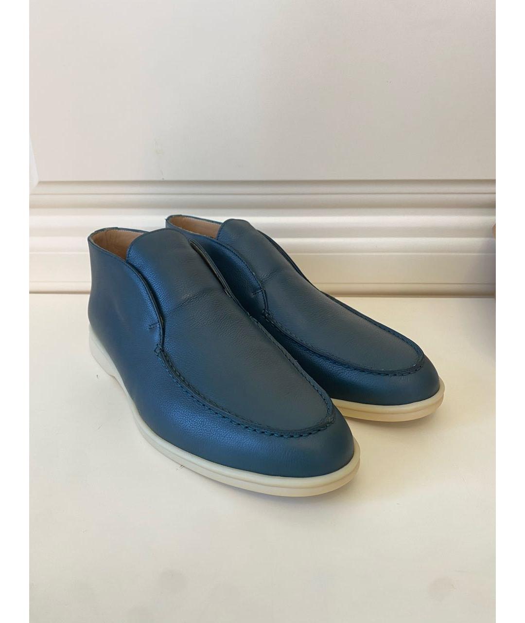 LORO PIANA Зеленые кожаные лоферы, фото 4