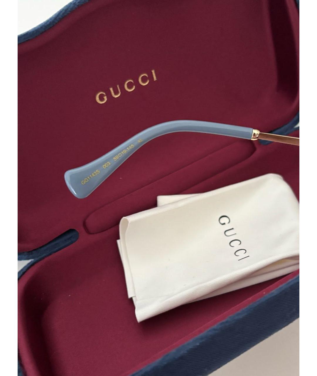 GUCCI Золотые металлические солнцезащитные очки, фото 4