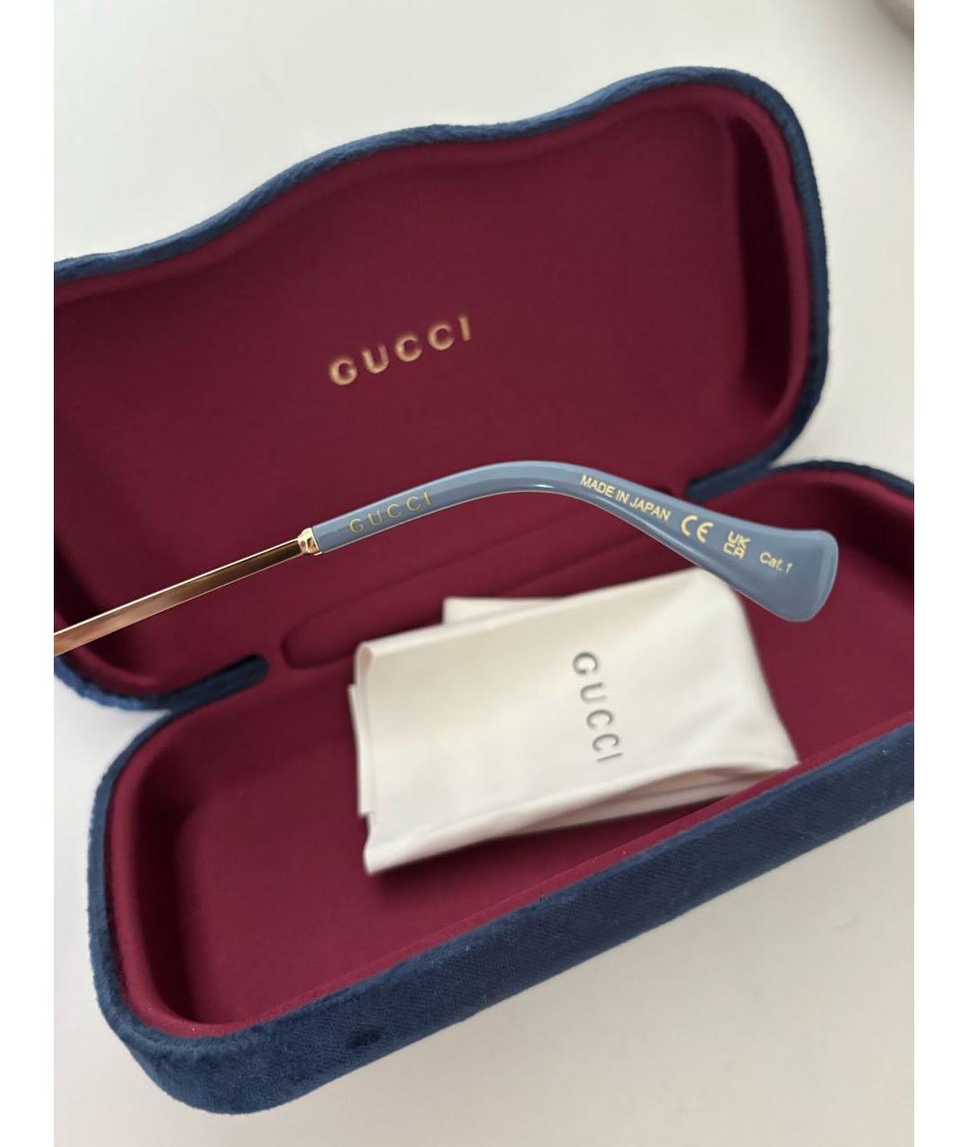 GUCCI Золотые металлические солнцезащитные очки, фото 3