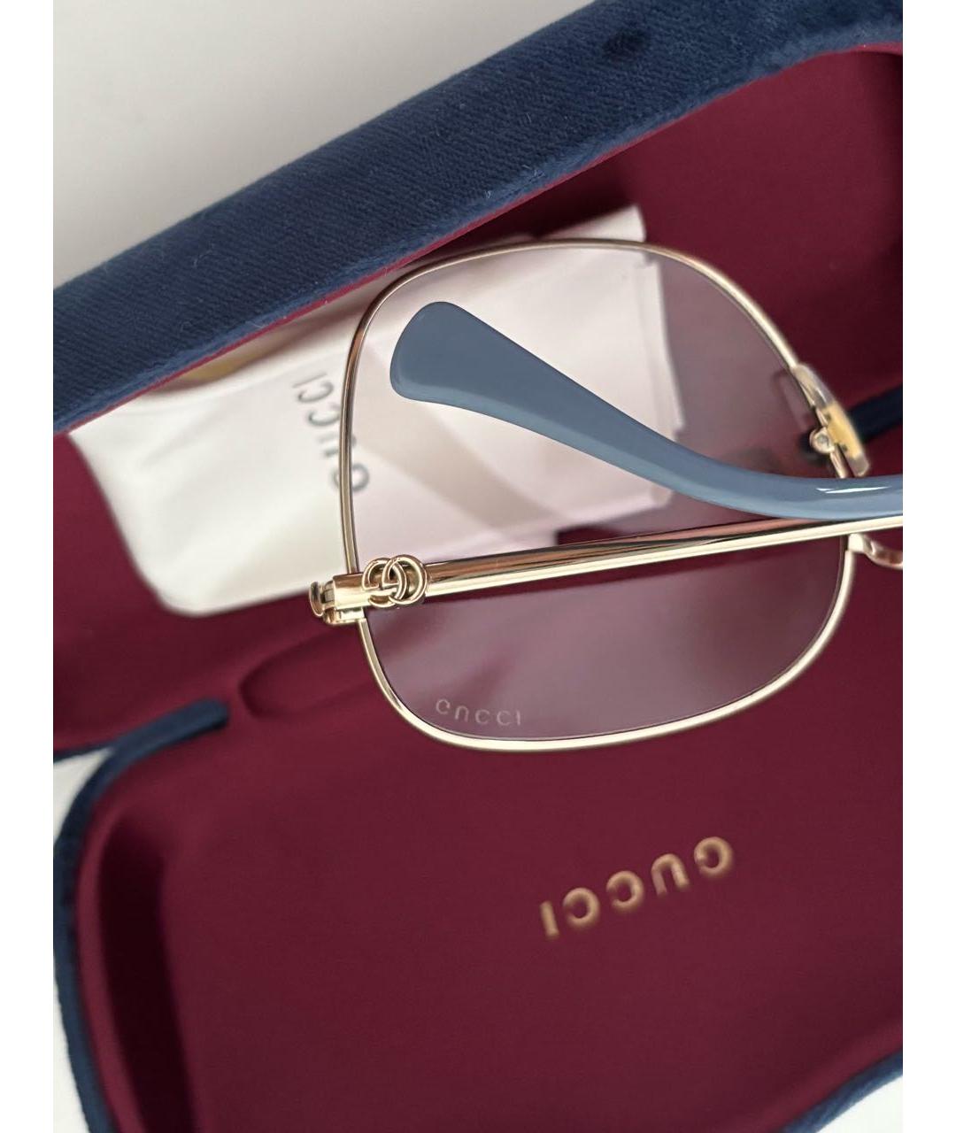 GUCCI Золотые металлические солнцезащитные очки, фото 2