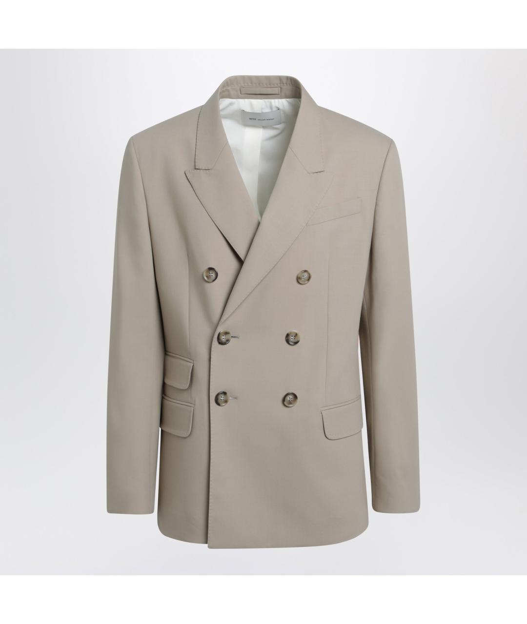 Ami Paris Бежевый шерстяной пиджак, фото 4