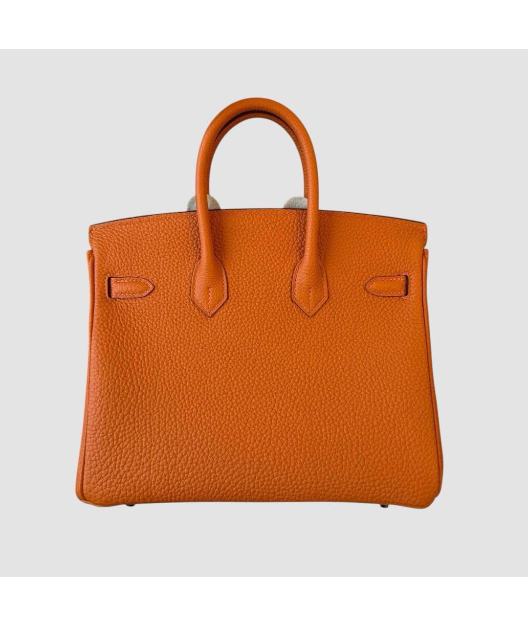 HERMES Оранжевая кожаная сумка с короткими ручками, фото 3