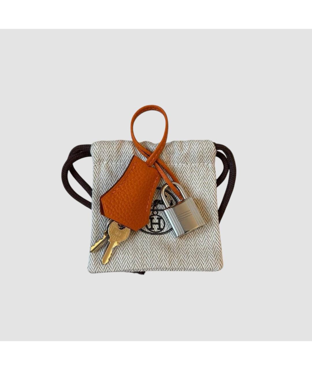 HERMES Оранжевая кожаная сумка с короткими ручками, фото 5
