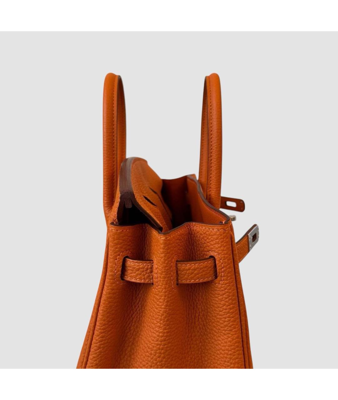 HERMES Оранжевая кожаная сумка с короткими ручками, фото 4