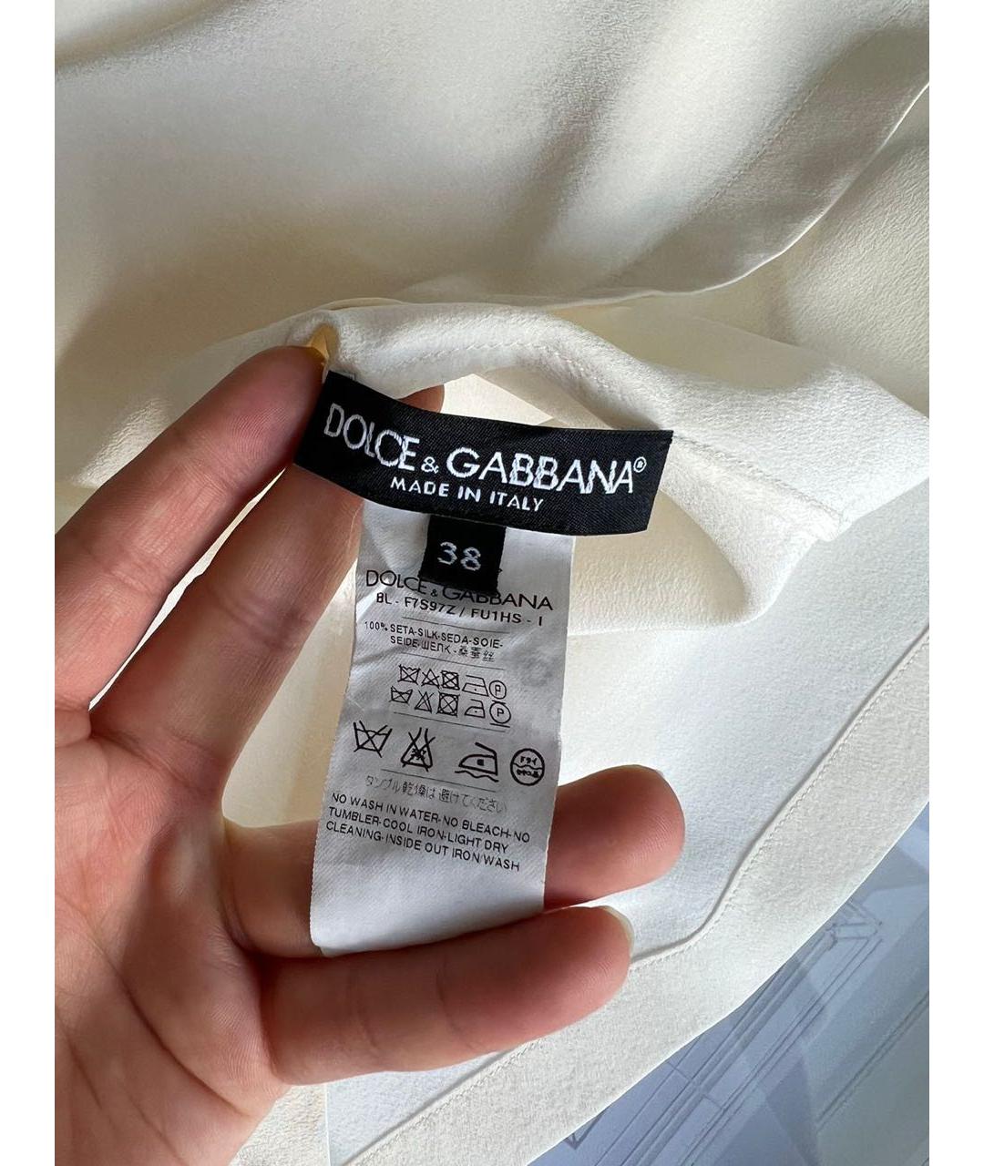 DOLCE&GABBANA Белая шелковая майка, фото 3