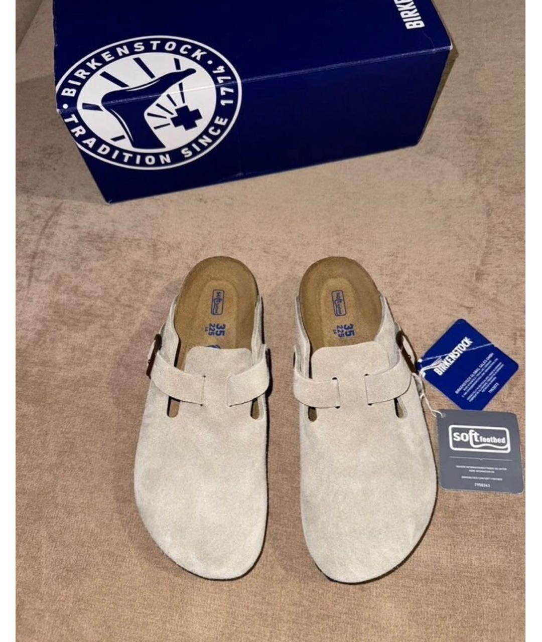 BIRKENSTOCK Бежевые замшевые сабо, фото 3