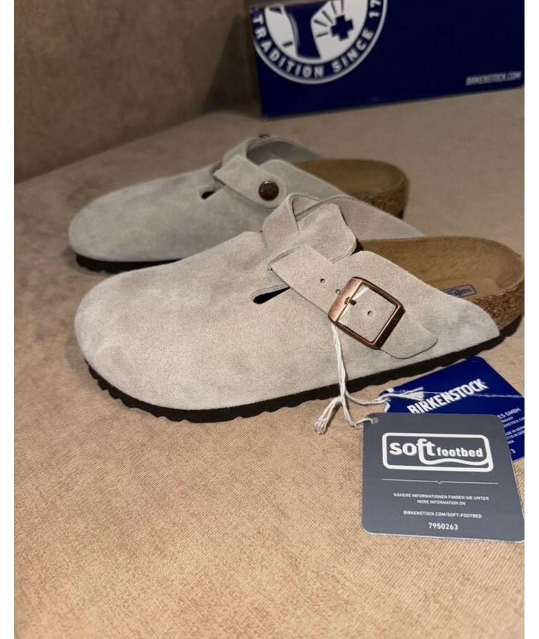 BIRKENSTOCK Бежевые замшевые сабо, фото 9