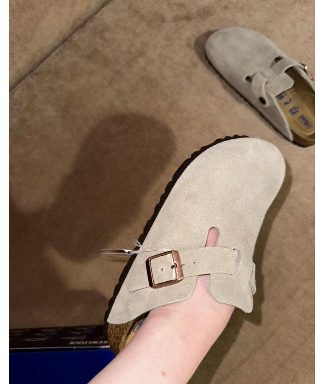 BIRKENSTOCK Бежевые замшевые сабо, фото 6