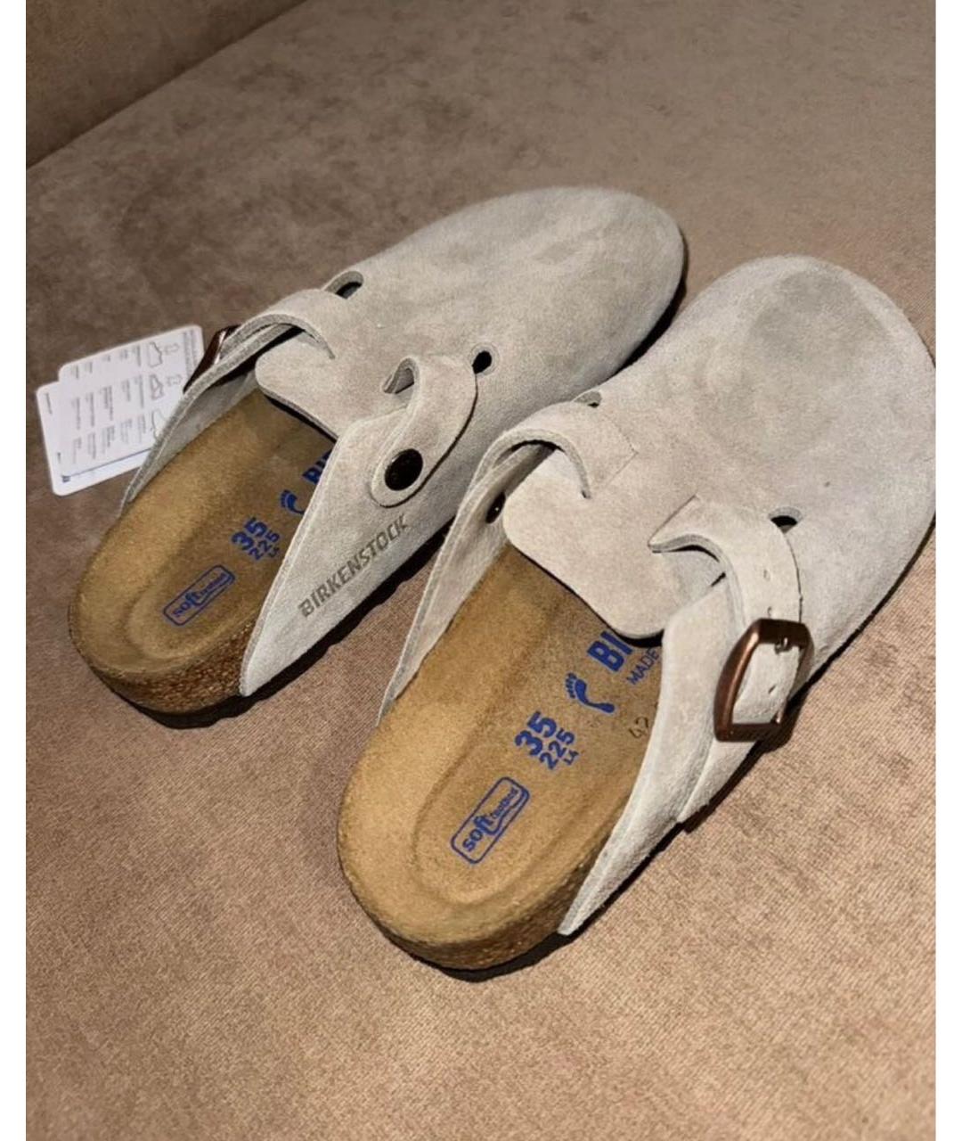 BIRKENSTOCK Бежевые замшевые сабо, фото 5