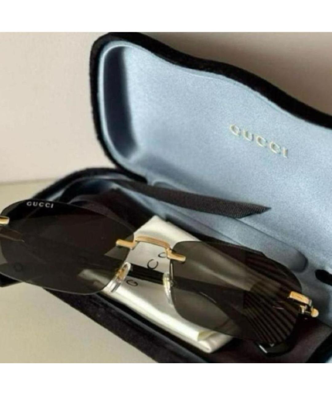 GUCCI Черные металлические солнцезащитные очки, фото 2