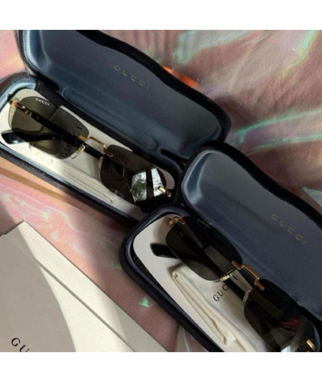 GUCCI Черные металлические солнцезащитные очки, фото 3