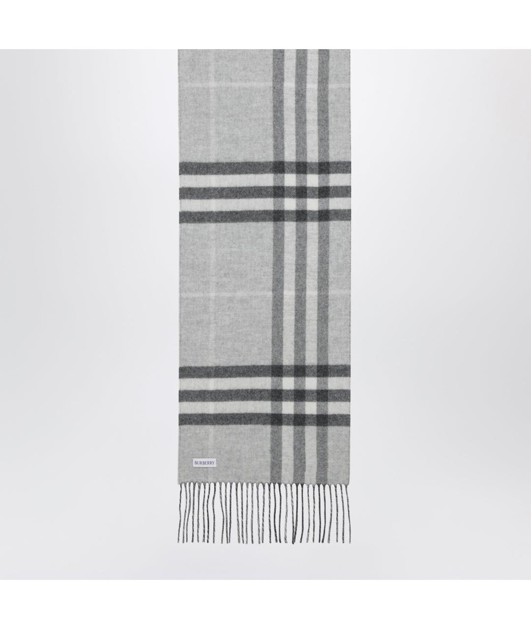 BURBERRY Серый кашемировый шарф, фото 3
