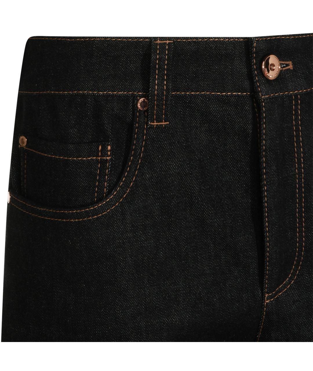 BRUNELLO CUCINELLI Черные хлопковые прямые джинсы, фото 3