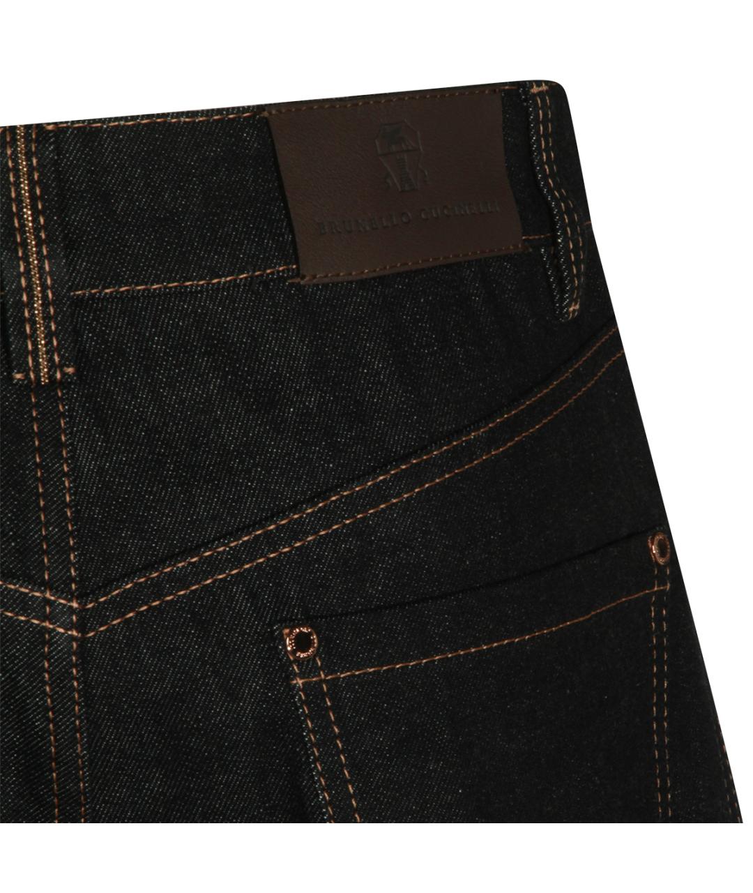 BRUNELLO CUCINELLI Черные хлопковые прямые джинсы, фото 4