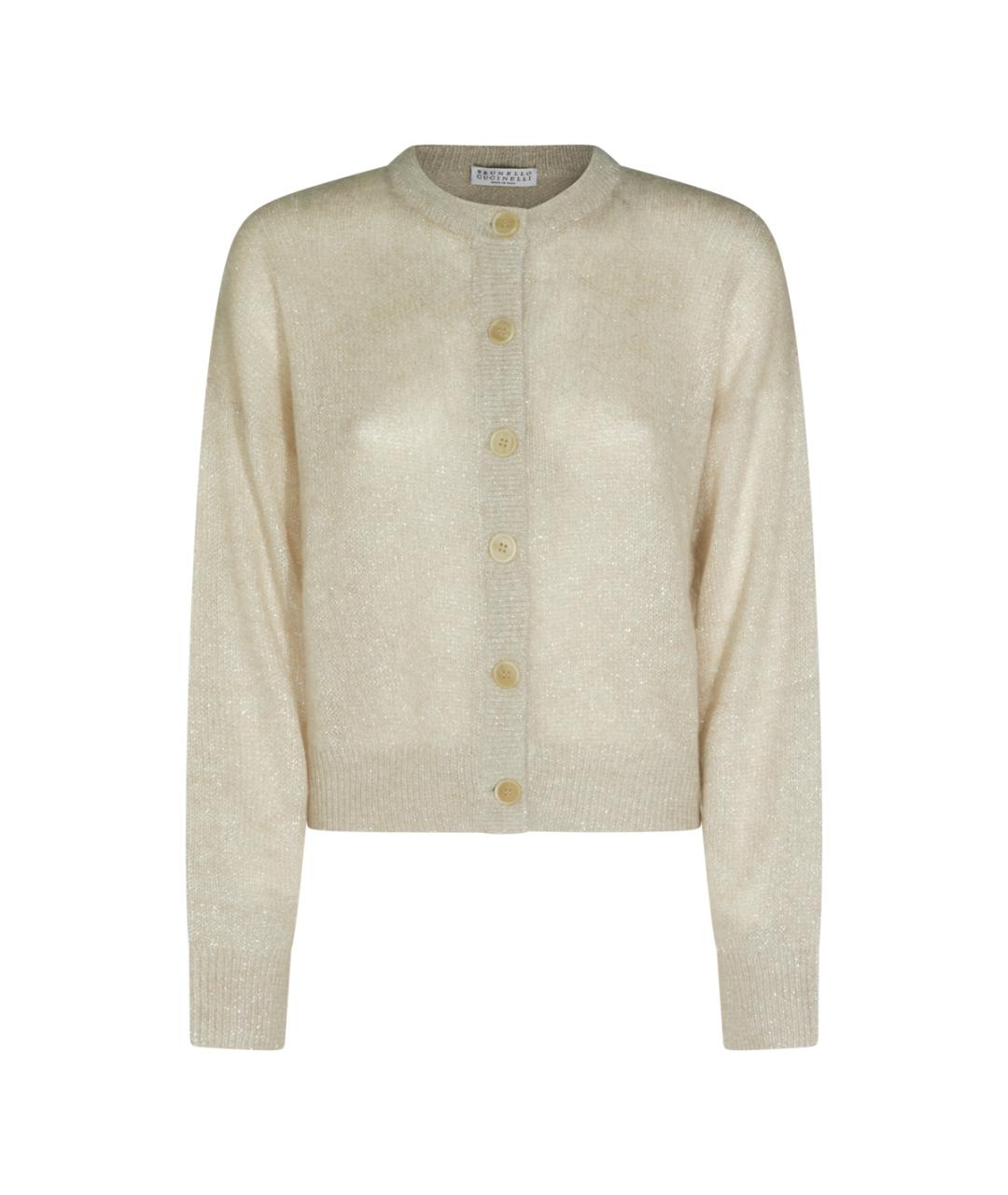 BRUNELLO CUCINELLI Бежевый шерстяной кардиган, фото 1