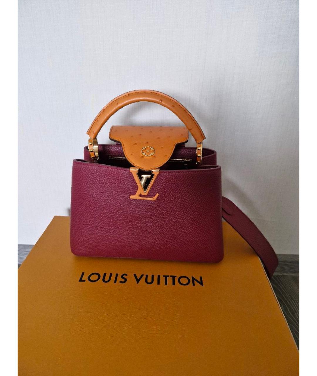 LOUIS VUITTON Бордовая кожаная сумка через плечо, фото 3