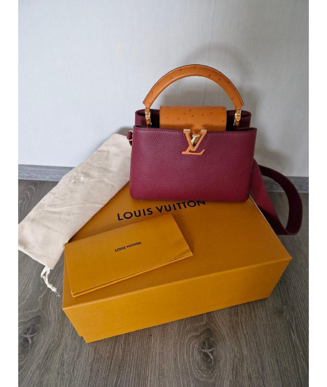 LOUIS VUITTON Бордовая кожаная сумка через плечо, фото 2