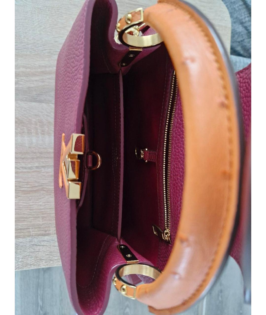 LOUIS VUITTON Бордовая кожаная сумка через плечо, фото 5