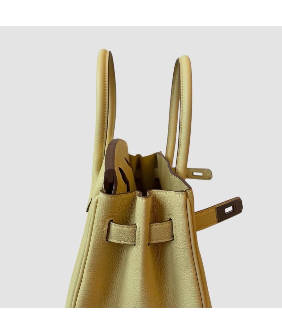 HERMES Желтая кожаная сумка с короткими ручками, фото 4