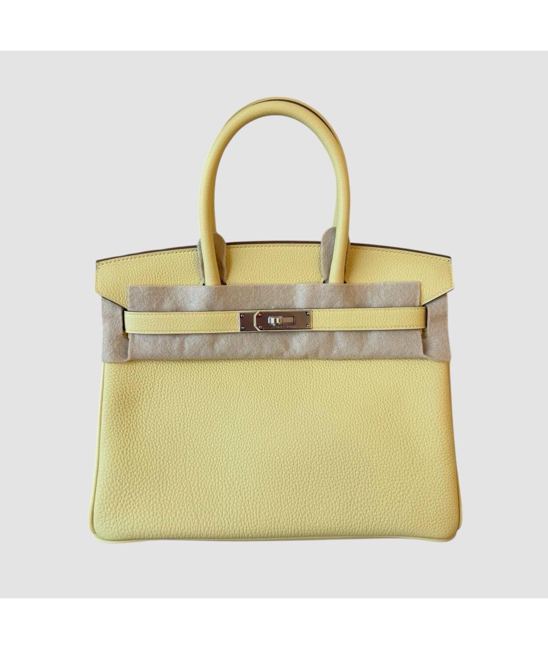 HERMES Желтая кожаная сумка с короткими ручками, фото 2