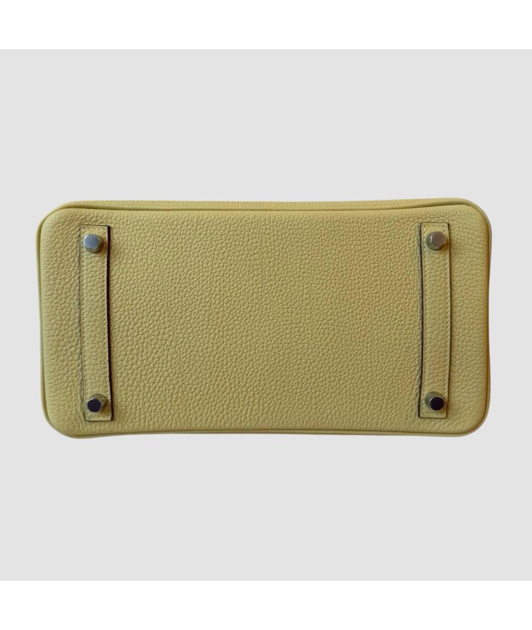 HERMES Желтая кожаная сумка с короткими ручками, фото 5