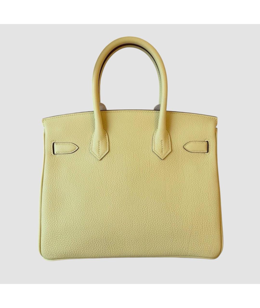 HERMES Желтая кожаная сумка с короткими ручками, фото 3