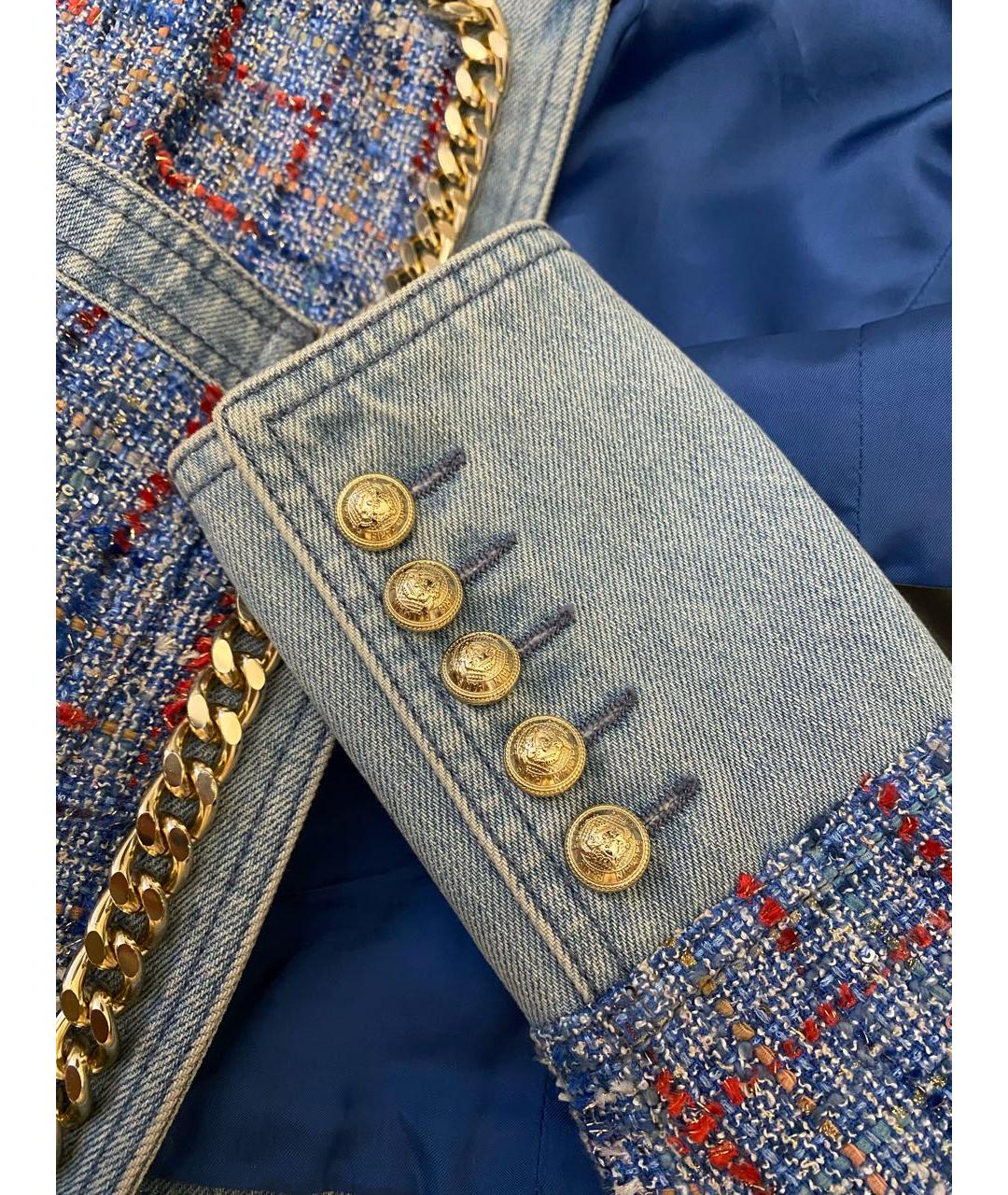 BALMAIN Голубой твидовый жакет/пиджак, фото 7
