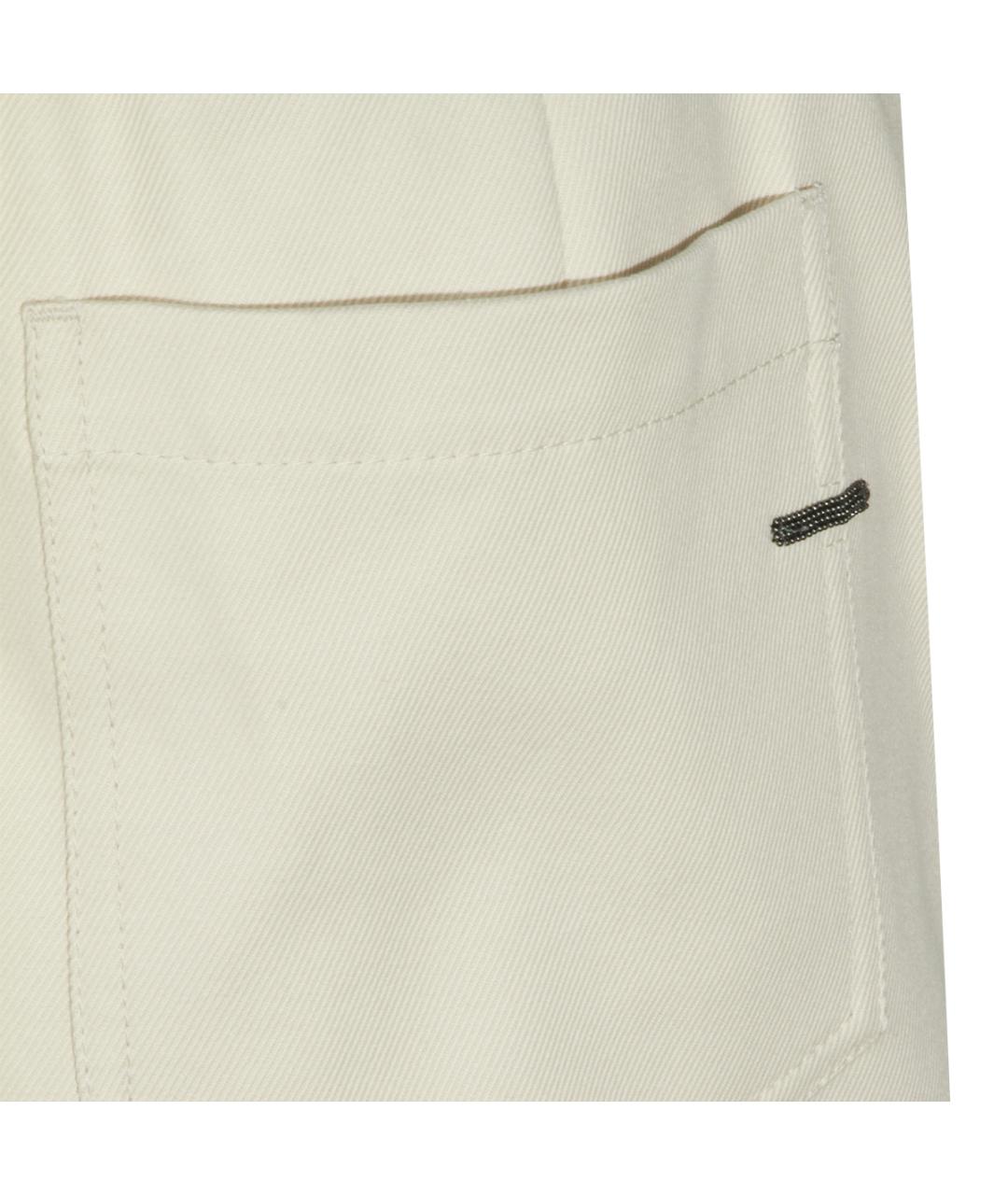 BRUNELLO CUCINELLI Бежевые хлопковые прямые брюки, фото 4