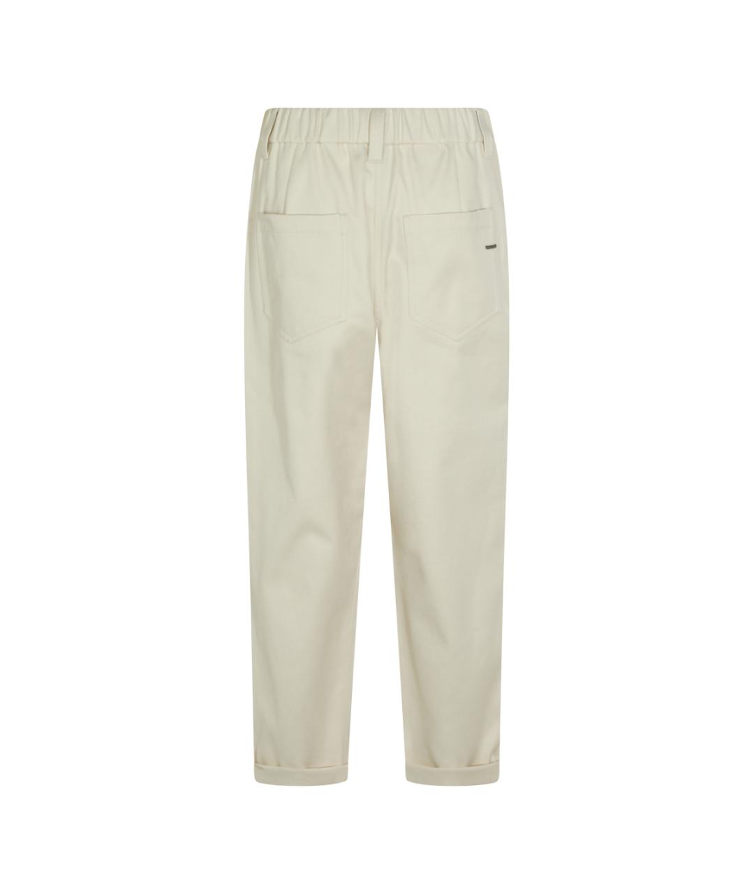 BRUNELLO CUCINELLI Бежевые хлопковые прямые брюки, фото 2