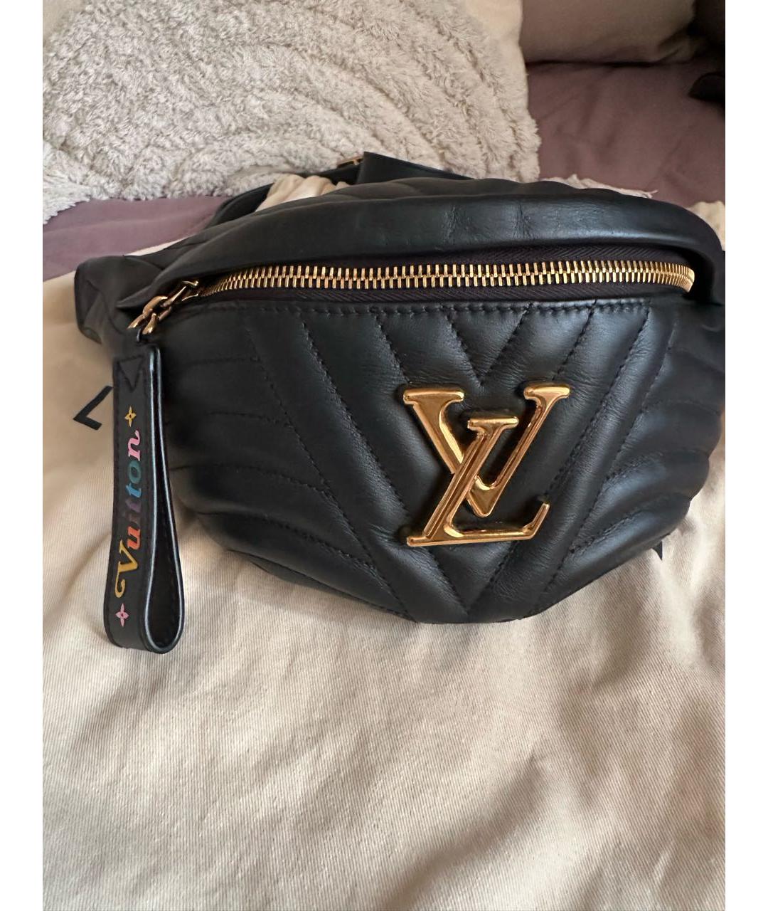 LOUIS VUITTON Черная кожаная поясная сумка, фото 9