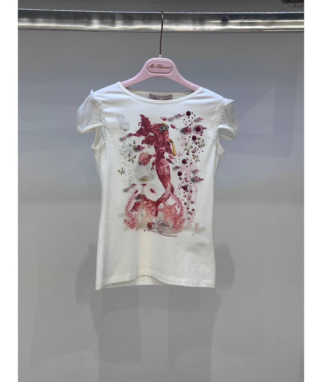 MISS BLUMARINE Белый хлопковый детская футболка / топ, фото 4
