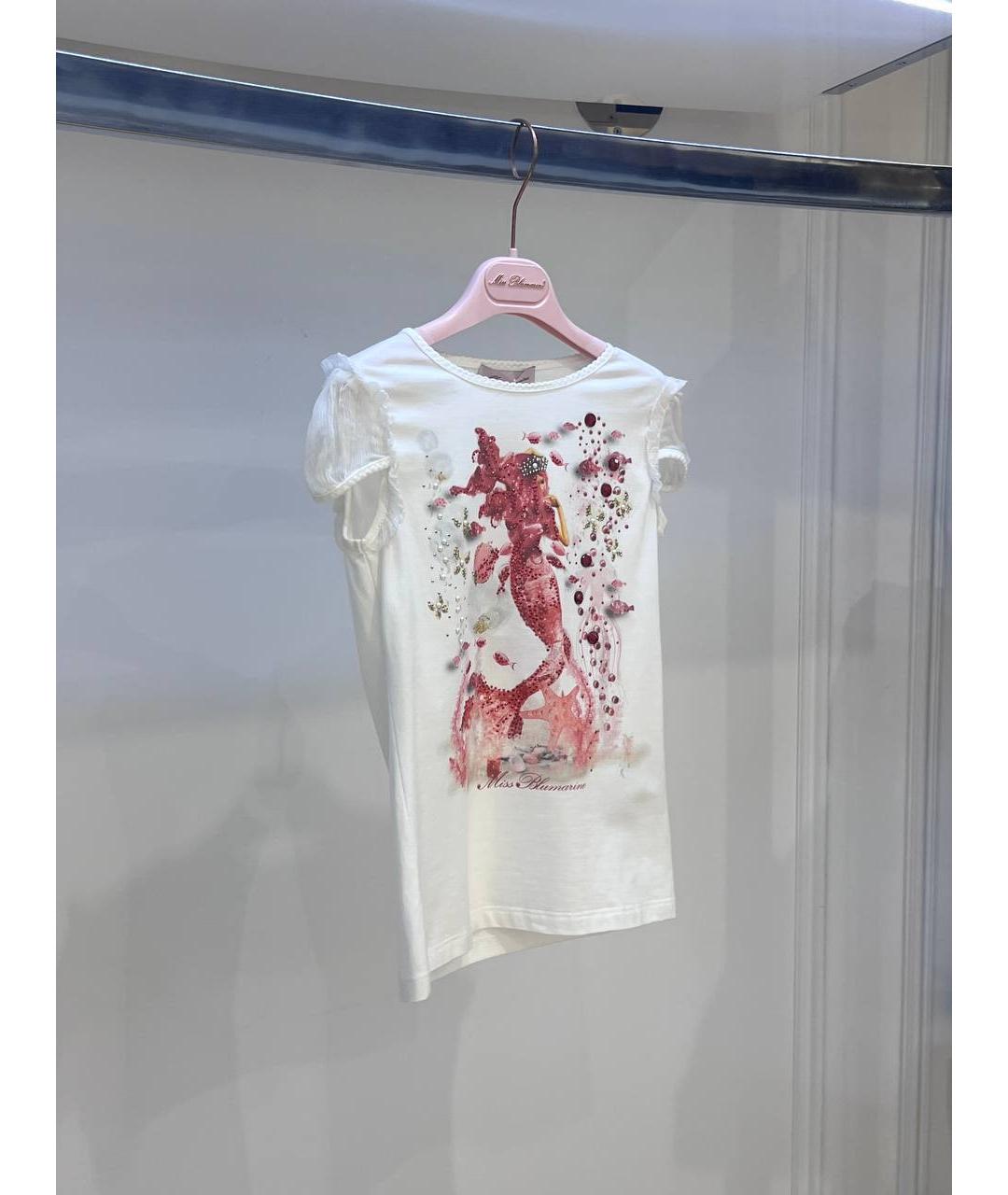 MISS BLUMARINE Белый хлопковый детская футболка / топ, фото 2