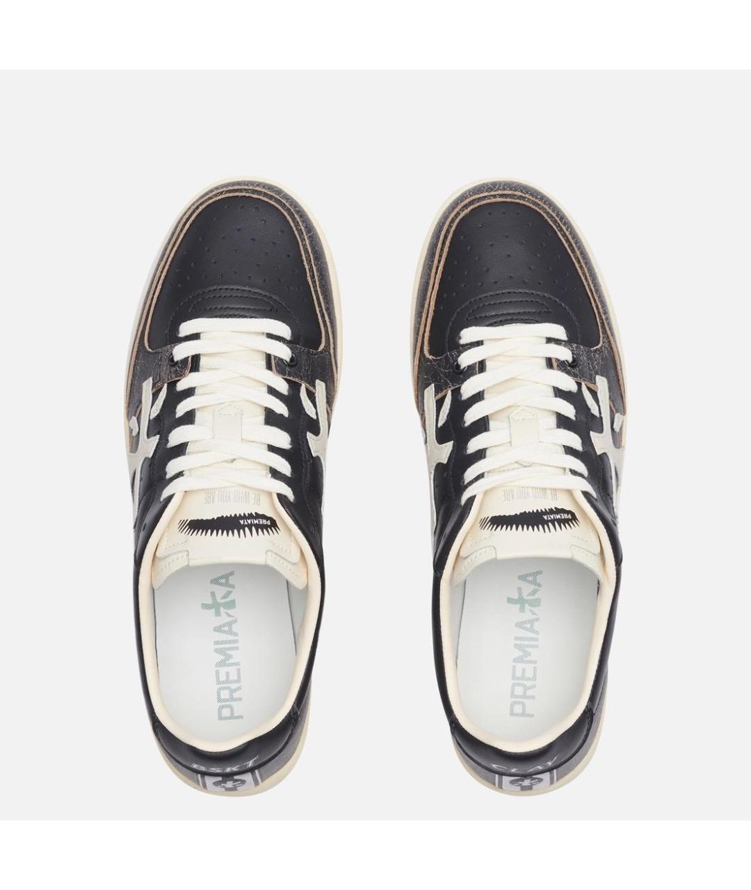 PREMIATA Черные кожаные низкие кроссовки / кеды, фото 3