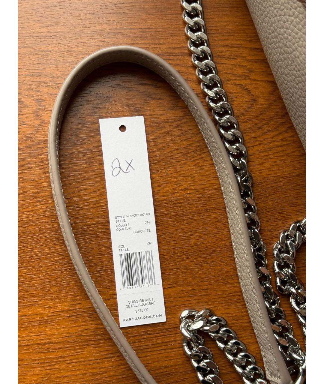 MARC JACOBS Серая кожаная сумка через плечо, фото 5