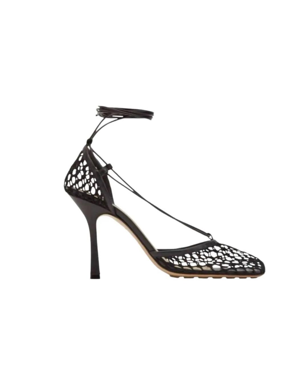 BOTTEGA VENETA Черные кожаные босоножки, фото 4