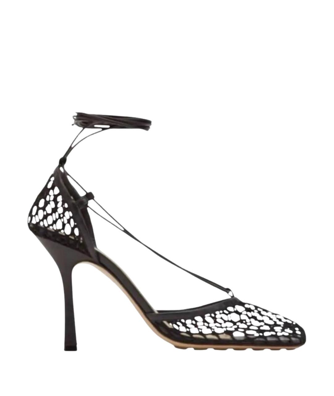 BOTTEGA VENETA Черные кожаные босоножки, фото 1