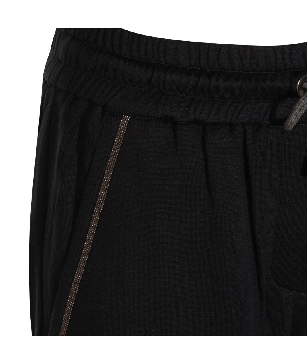 BRUNELLO CUCINELLI Темно-синие хлопковые спортивные брюки и шорты, фото 3