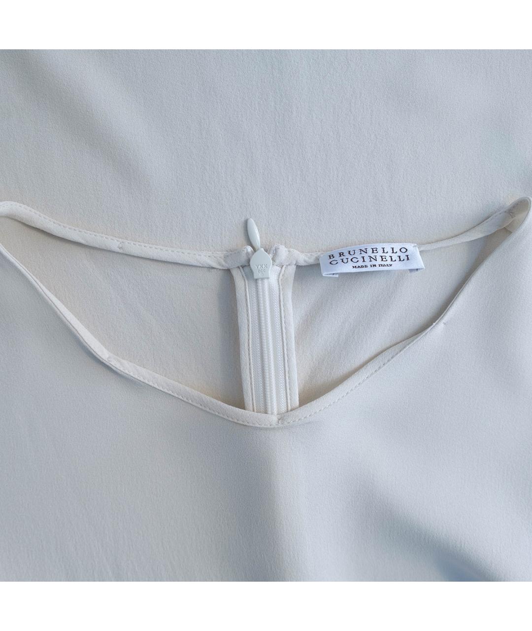 BRUNELLO CUCINELLI Белая шелковая блузы, фото 3
