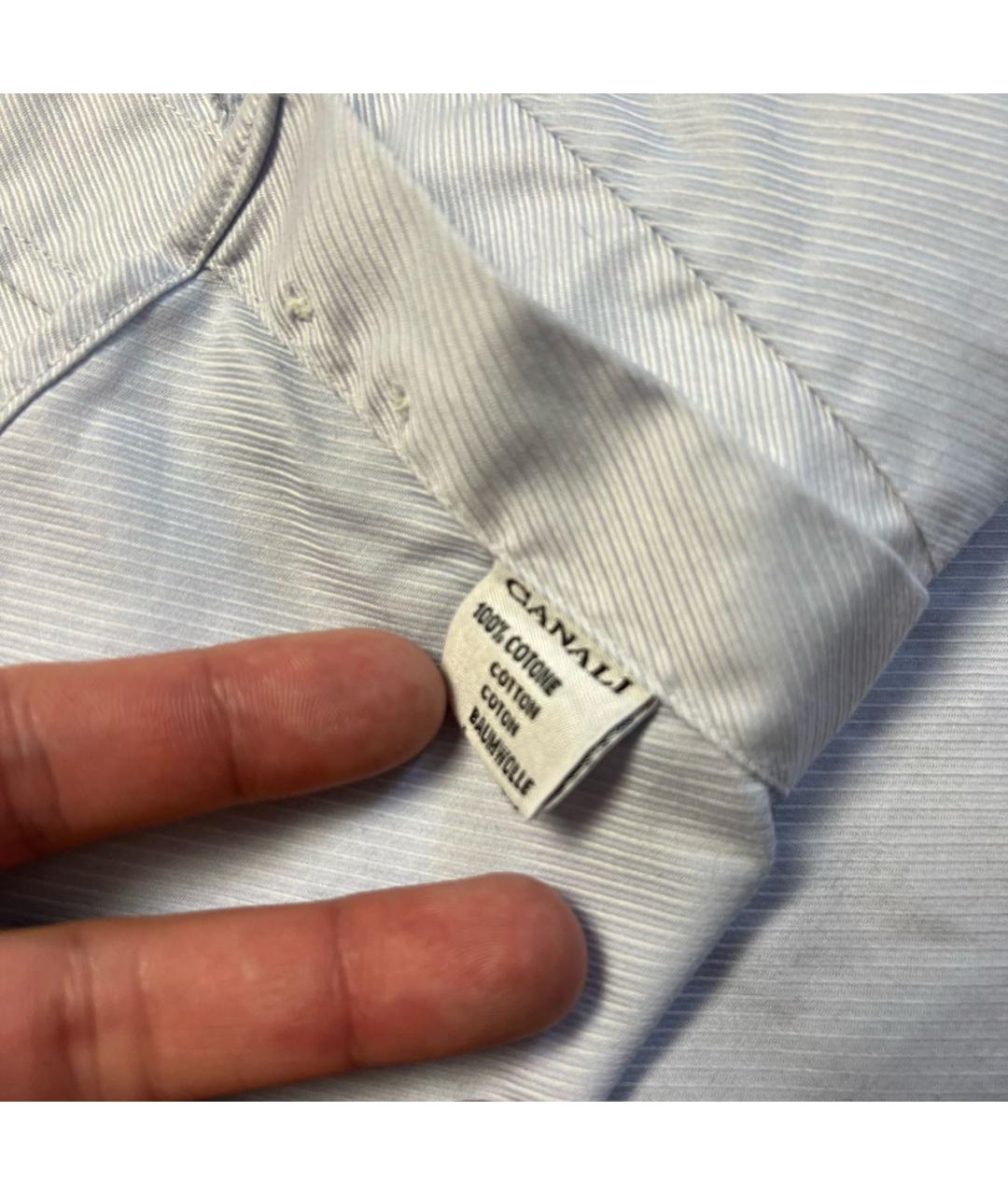 CANALI Голубая хлопковая классическая рубашка, фото 5