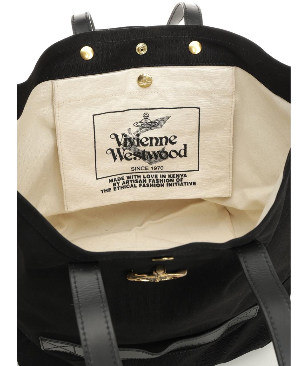 VIVIENNE WESTWOOD Черная тканевая сумка тоут, фото 4