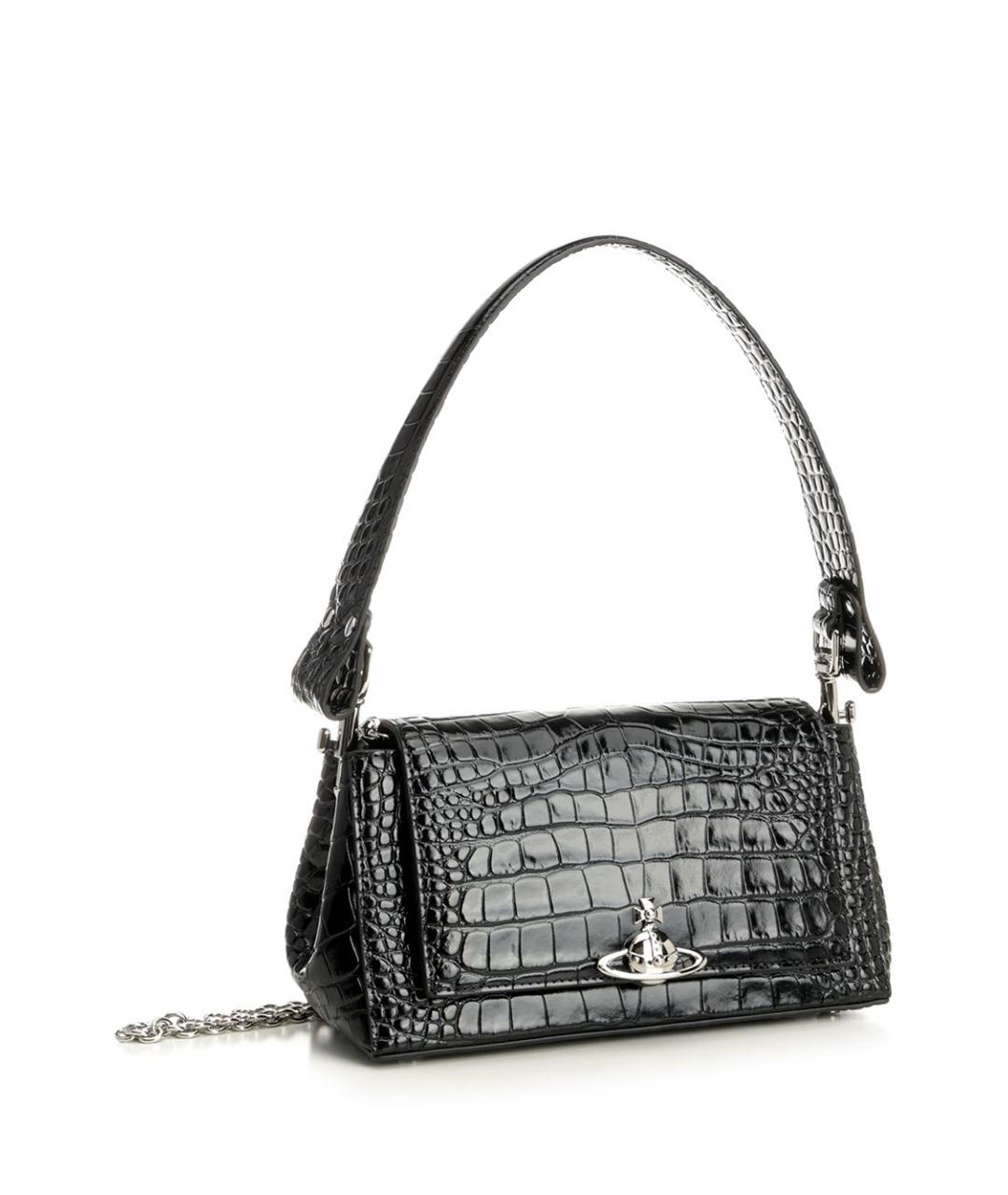 VIVIENNE WESTWOOD Черная кожаная сумка через плечо, фото 2