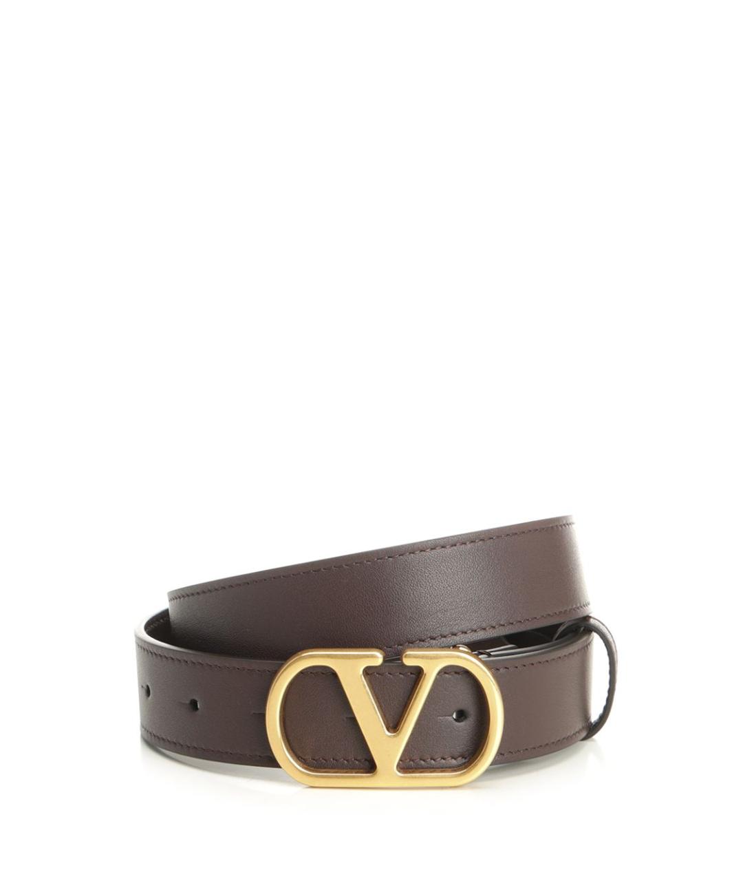 VALENTINO Коричневый кожаный ремень, фото 1