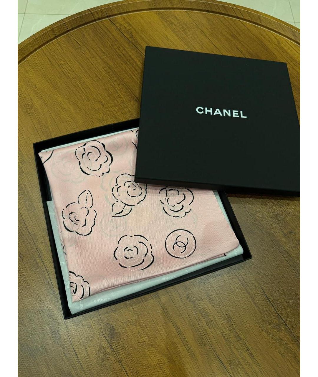 CHANEL Розовый шелковый платок, фото 2