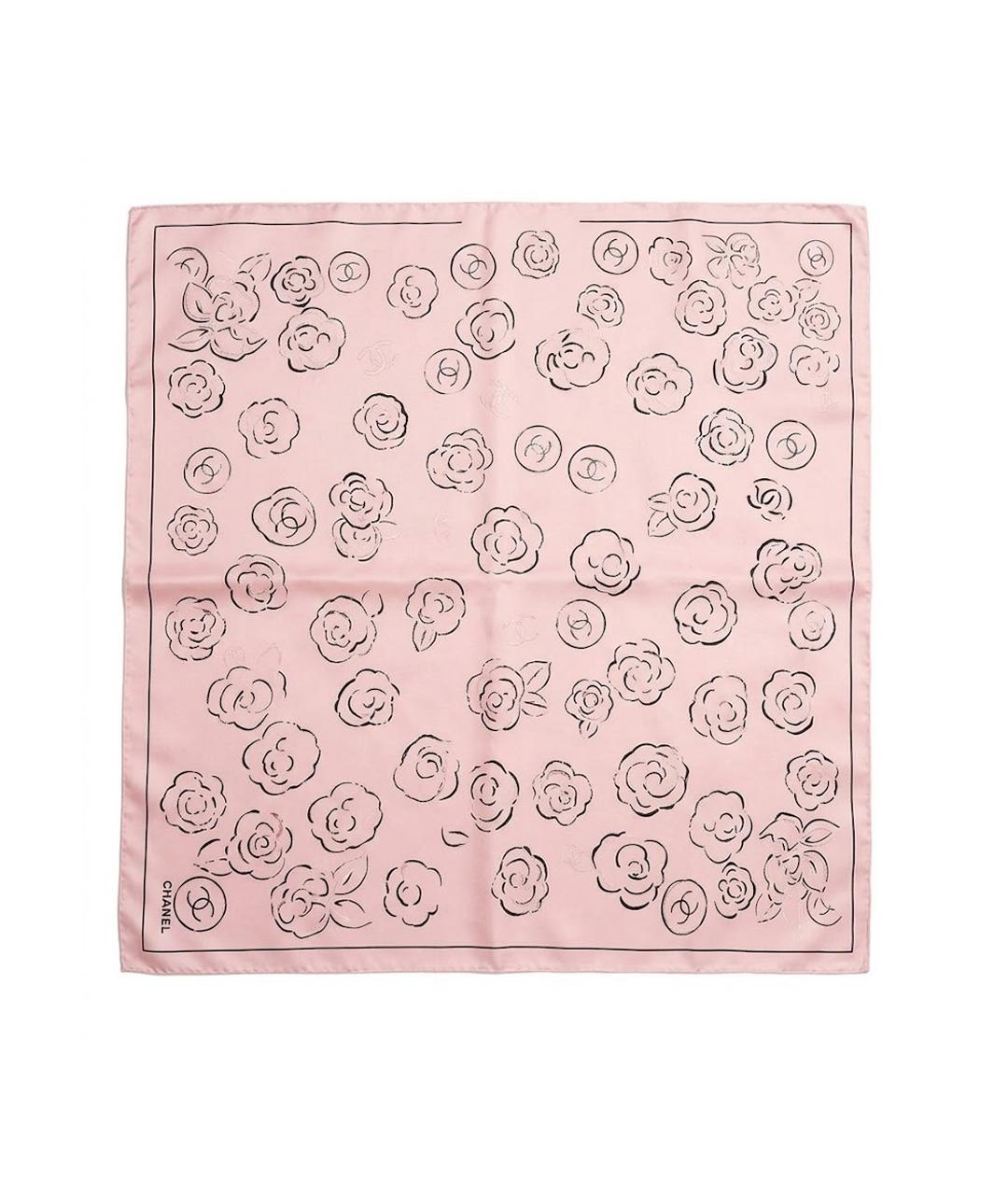 CHANEL Розовый шелковый платок, фото 1